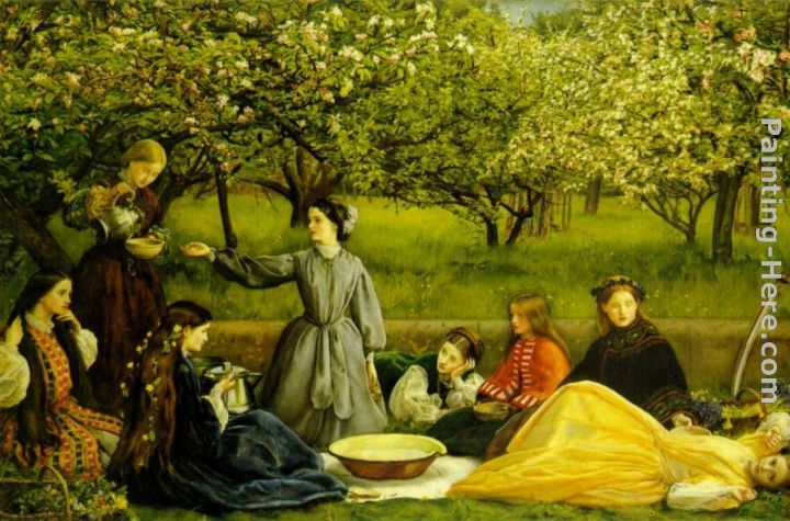 apple blossoms spring painting - John Everett Millais apple blossoms spring art painting